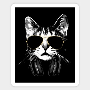 Dj Cat White Sticker